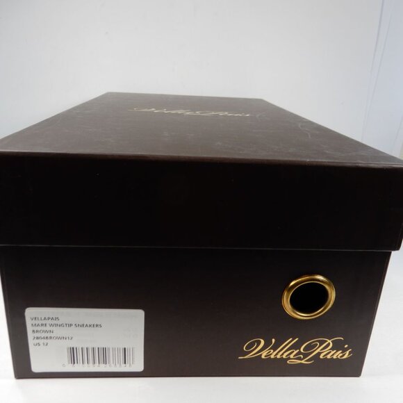 VELLAPAIS Mare Leather Wingtip Sneakers Shoes Size 12 Dark Brown NEW - Picture 15 of 15